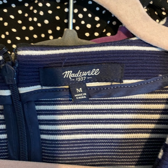 Madewell Ottoman Ridge Striped Blue White Ponte Mini Dress Sz M - Picture 6 of 6
